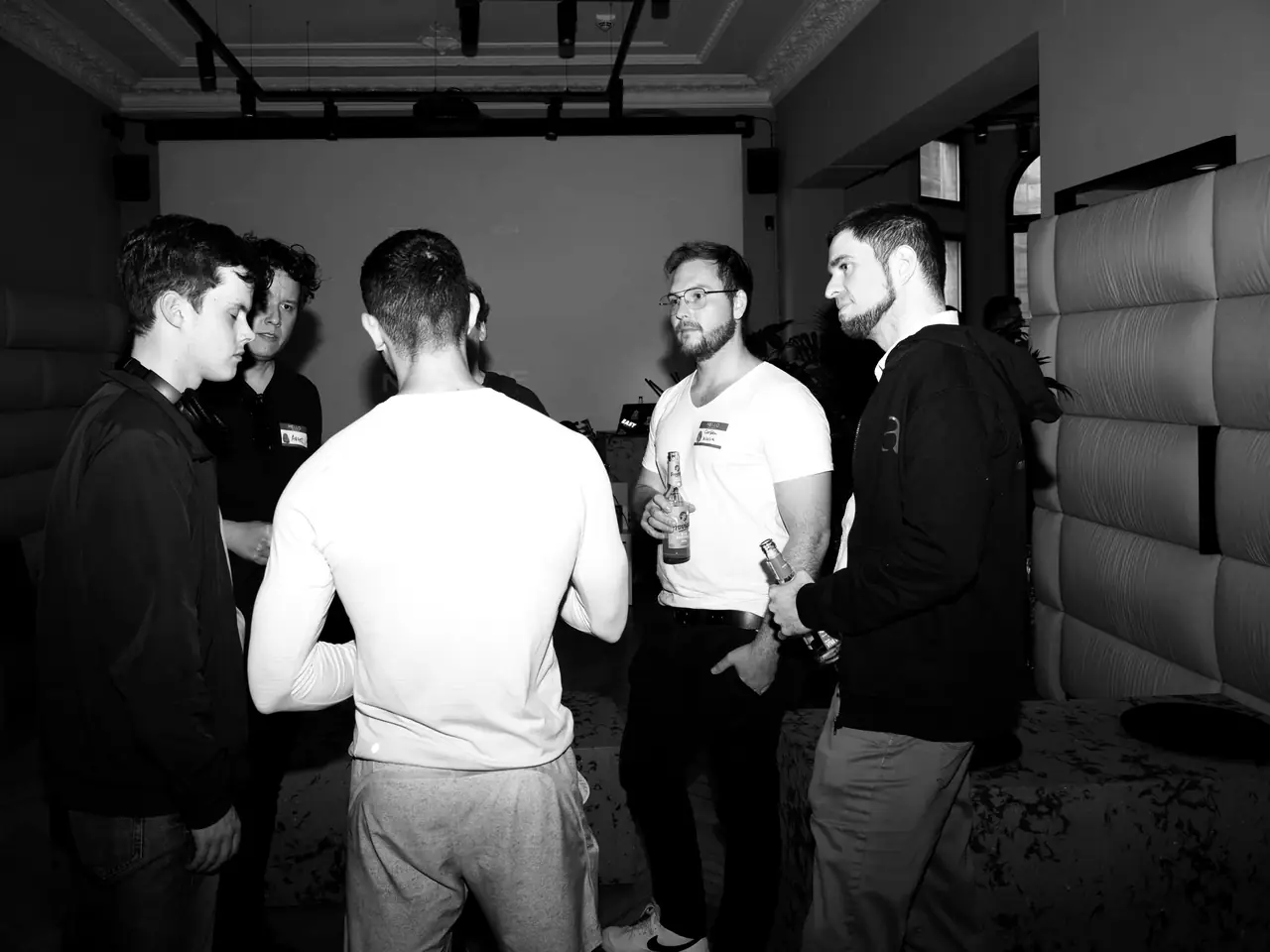 Attendees in conversation