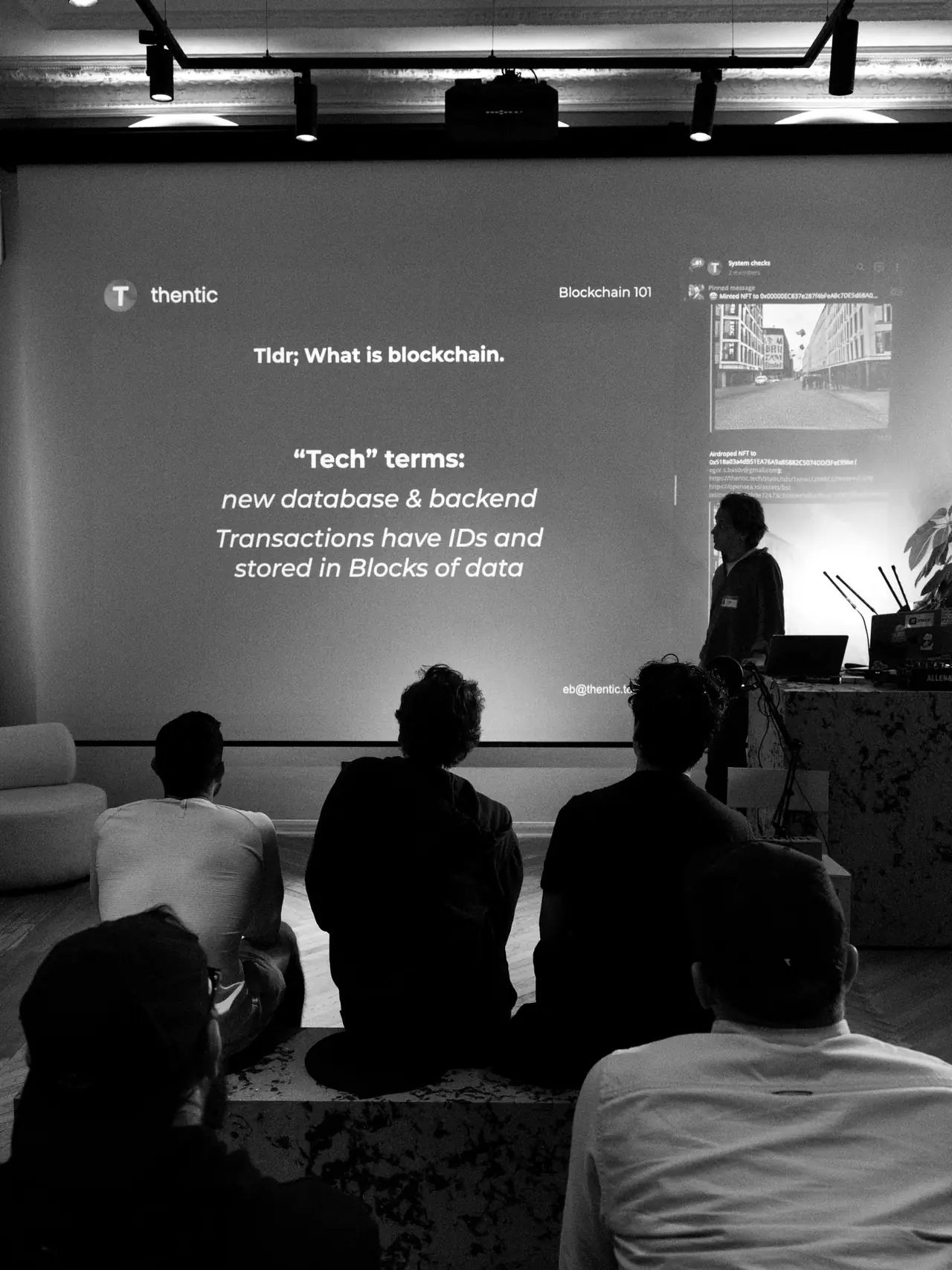 Audience in front of the screen