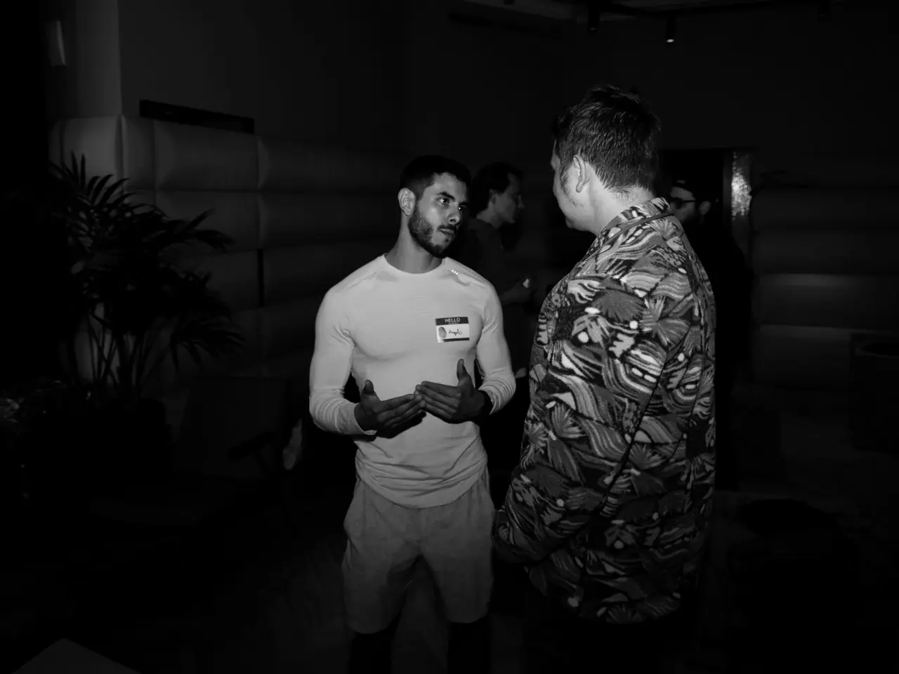Two attendees talking