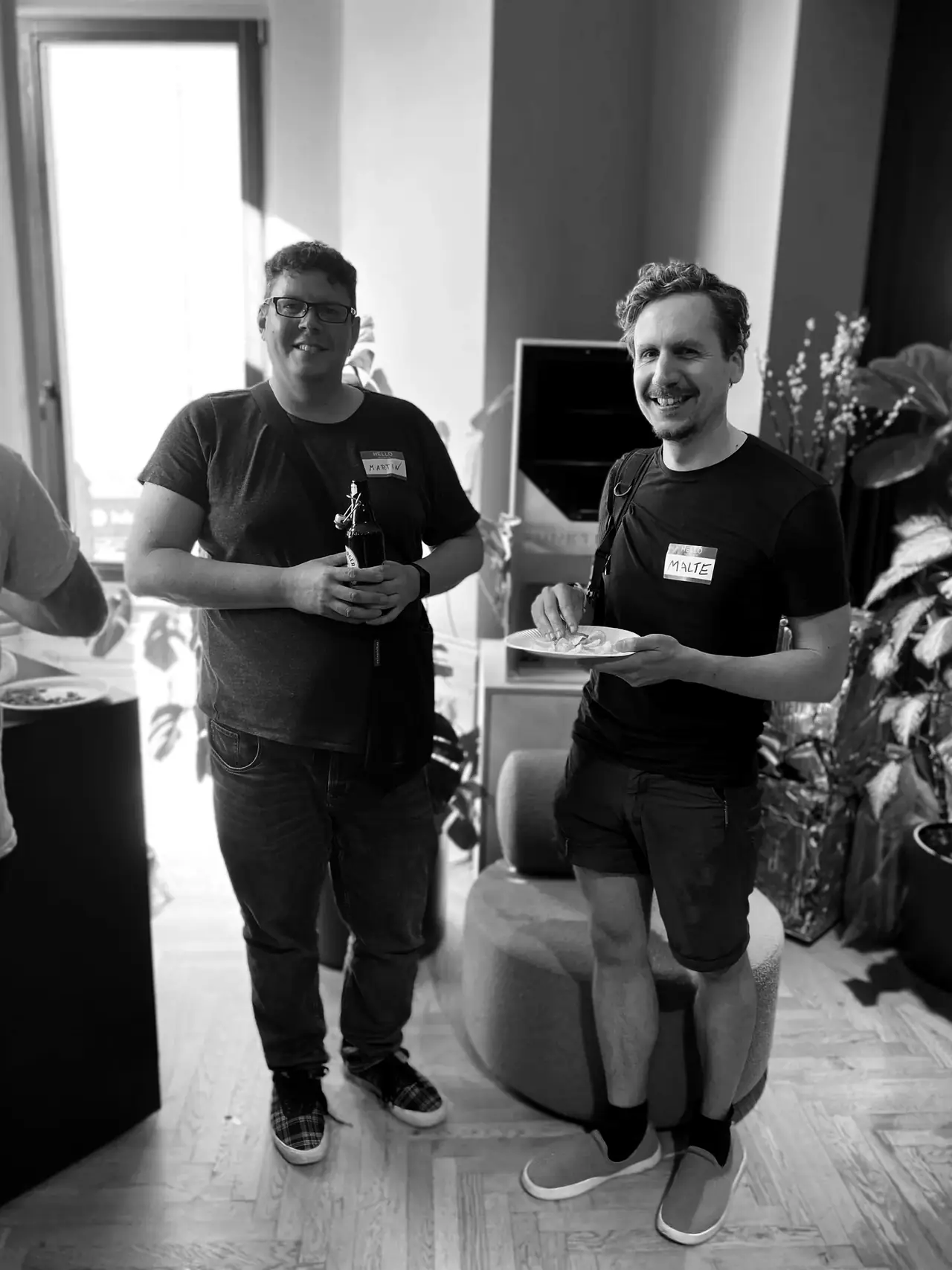 Two attendees networking